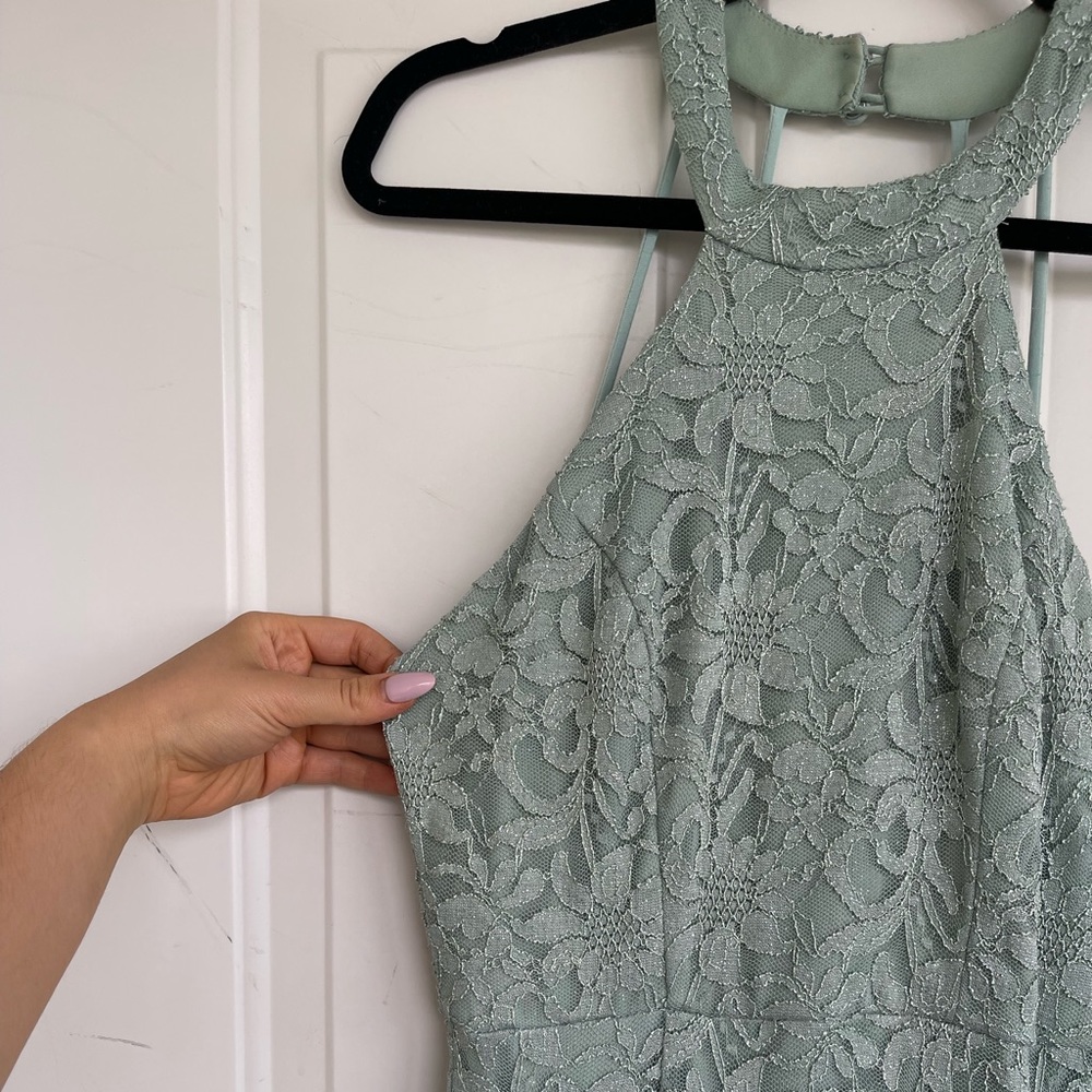 Beautiful sage sparkly lace maxi prom dress - Picture 7 of 16